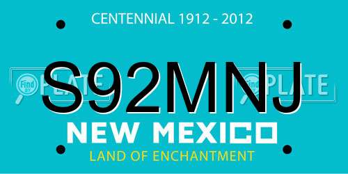 S92MNJ New Mexico License Plate