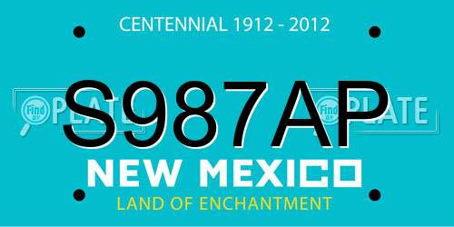 S987AP New Mexico License Plate