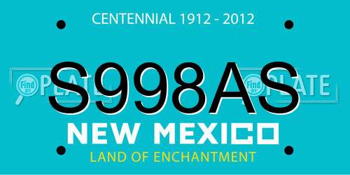 S998AS New Mexico License Plate