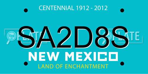 SA2D8S New Mexico License Plate