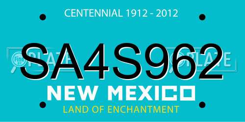 SA4S962 New Mexico License Plate