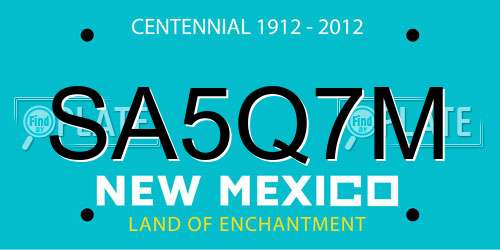 SA5Q7M New Mexico License Plate