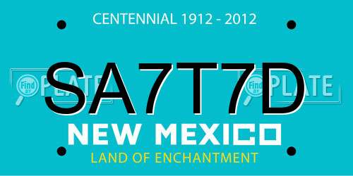 SA7T7D New Mexico License Plate