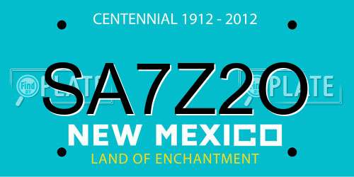SA7Z2O New Mexico License Plate