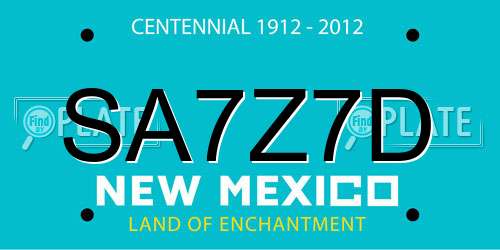 SA7Z7D New Mexico License Plate