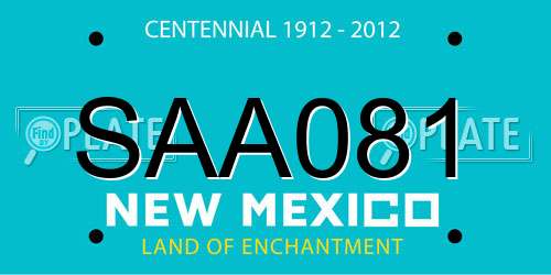 SAA081 New Mexico License Plate