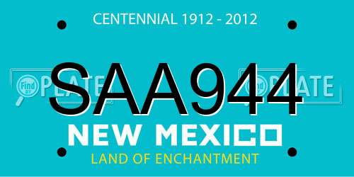 SAA944 New Mexico License Plate