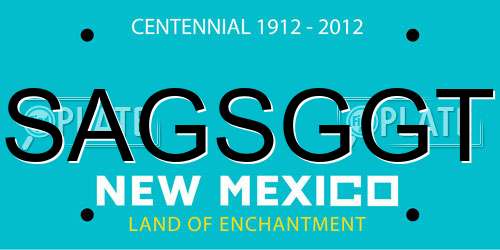SAGSGGT New Mexico License Plate