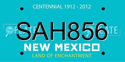 SAH856 New Mexico License Plate