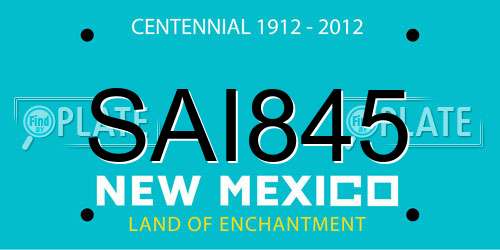 SAI845 New Mexico License Plate