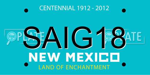 SAIG18 New Mexico License Plate