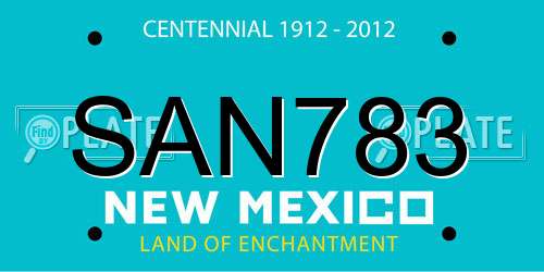 SAN783 New Mexico License Plate