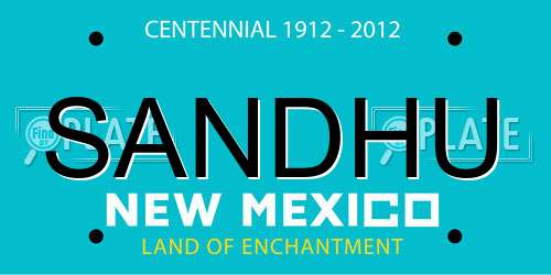 SANDHU New Mexico License Plate
