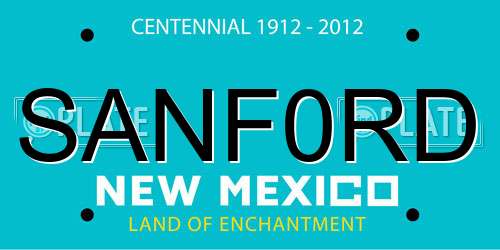SANF0RD New Mexico License Plate