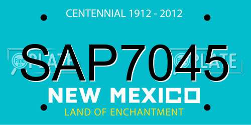 SAP7045 New Mexico License Plate
