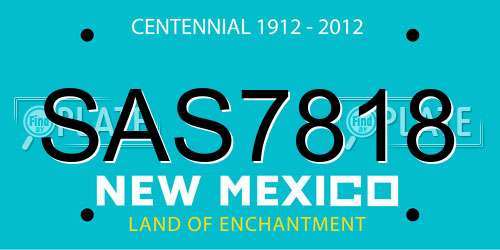 SAS7818 New Mexico License Plate