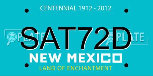 SAT72D New Mexico License Plate