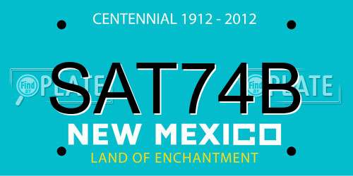 SAT74B New Mexico License Plate