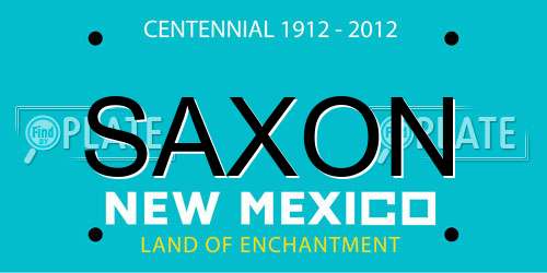 SAXON New Mexico License Plate