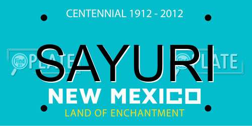 SAYURI New Mexico License Plate