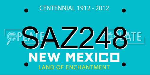 SAZ248 New Mexico License Plate