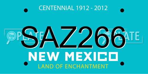 SAZ266 New Mexico License Plate