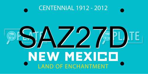 SAZ27D New Mexico License Plate