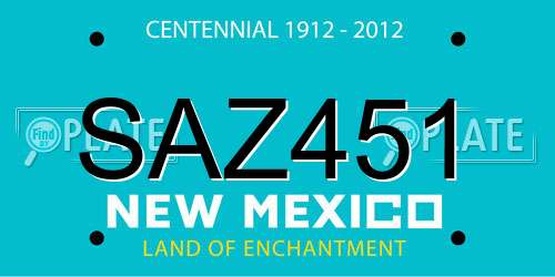 SAZ451 New Mexico License Plate