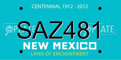 SAZ481 New Mexico License Plate