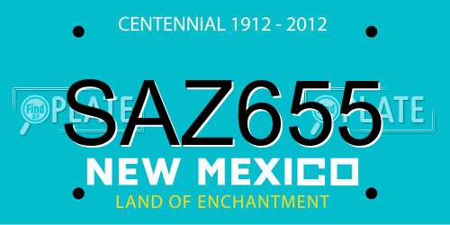 SAZ655 New Mexico License Plate