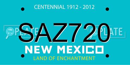 SAZ720 New Mexico License Plate