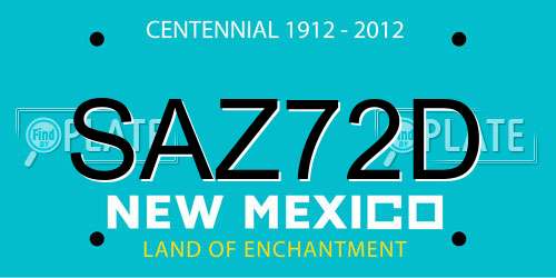 SAZ72D New Mexico License Plate