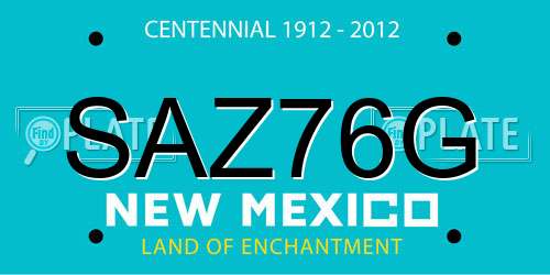 SAZ76G New Mexico License Plate