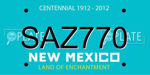 SAZ770 New Mexico License Plate
