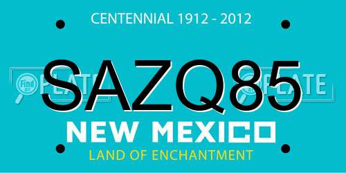 SAZQ85 New Mexico License Plate