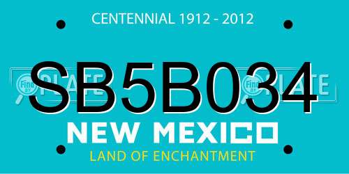 SB5B034 New Mexico License Plate