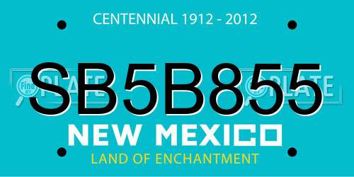 SB5B855 New Mexico License Plate