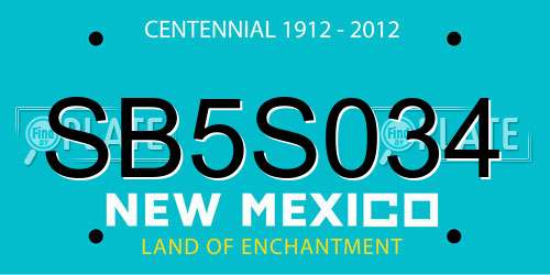 SB5S034 New Mexico License Plate