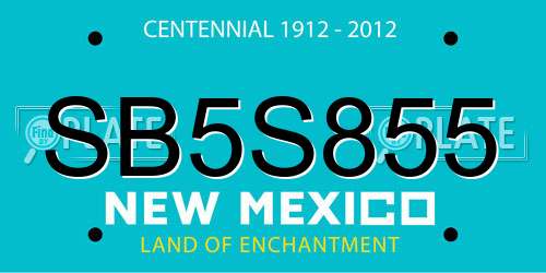 SB5S855 New Mexico License Plate