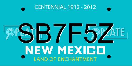 SB7F5Z New Mexico License Plate