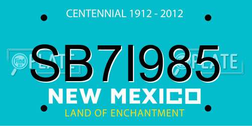 SB7I985 New Mexico License Plate