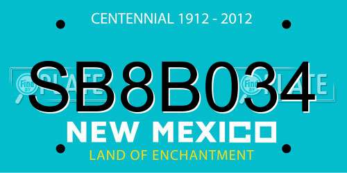 SB8B034 New Mexico License Plate