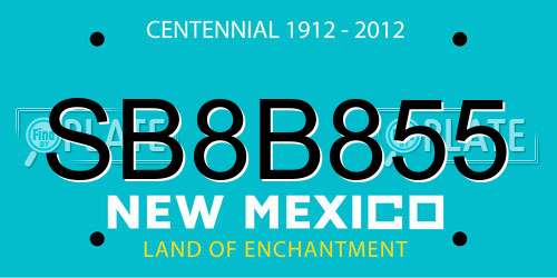 SB8B855 New Mexico License Plate