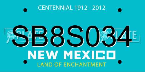 SB8S034 New Mexico License Plate
