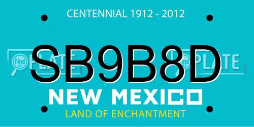 SB9B8D New Mexico License Plate