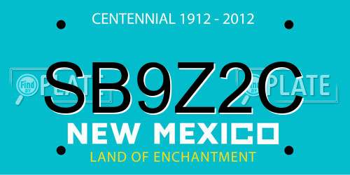 SB9Z2C New Mexico License Plate