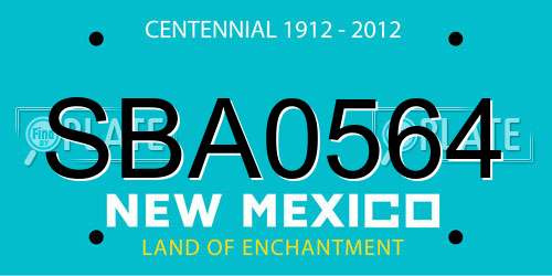 SBA0564 New Mexico License Plate