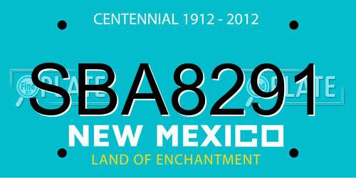 SBA8291 New Mexico License Plate