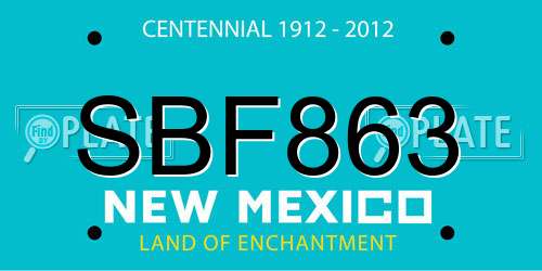 SBF863 New Mexico License Plate