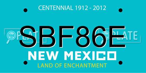 SBF86E New Mexico License Plate